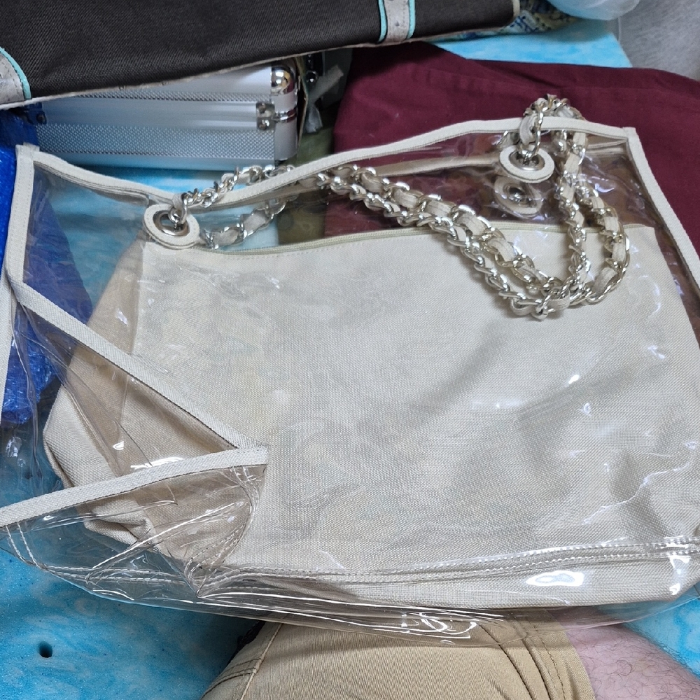 Elizabeth Arden Cream and Transparent Shoulder Bag